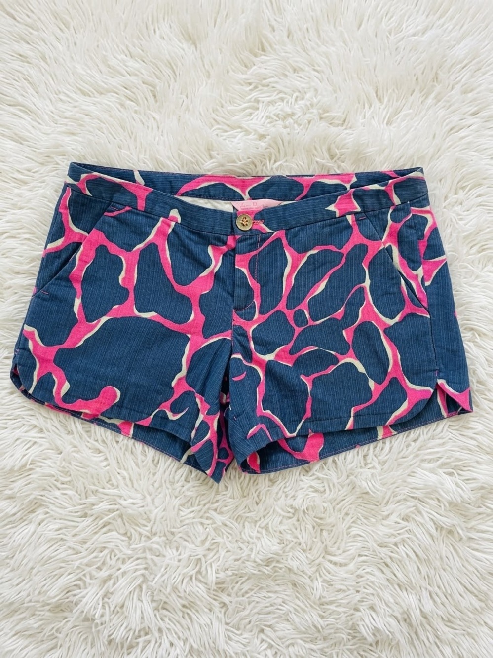 Lily Pulitzer Adie Cotton blue tiki pink shorts 00